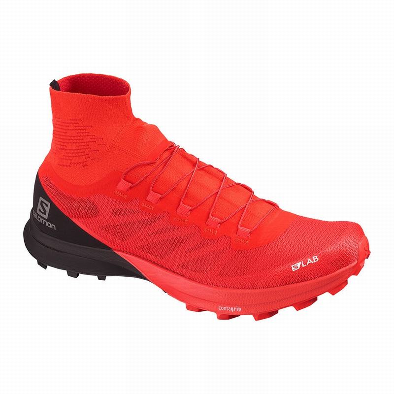 Salomon Israel S/LAB SENSE 8 SOFTGROUND - Mens Trail Running Shoes - Red/Black (FLHJ-39581)